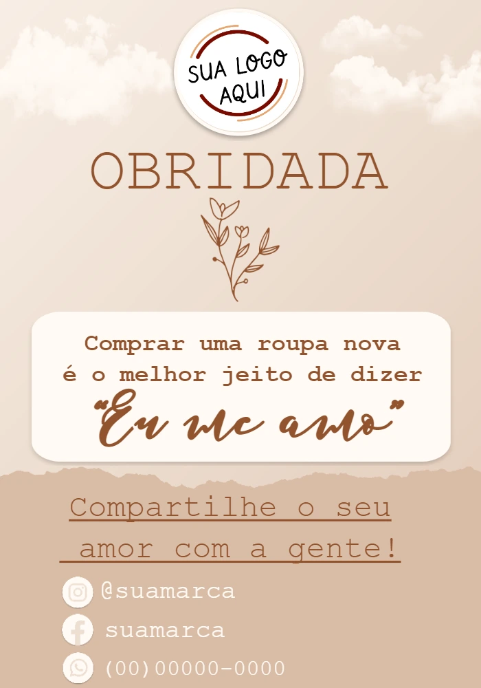 Cartão de Agradecimento para Loja de Roupas para Editar