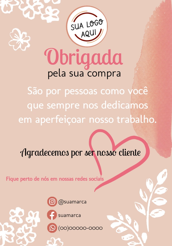 Cartão de Obrigado pela Compra Floral para Editar Online
