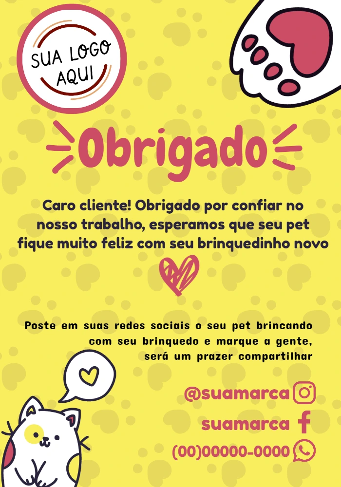 Cartão de Agradecimento Pet Shop Fofo para Editar Online
