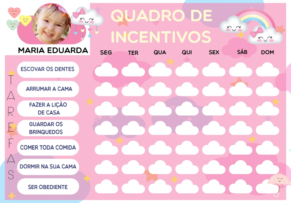 Quadro de Incentivos Chuva de Amor Editável com Foto Online