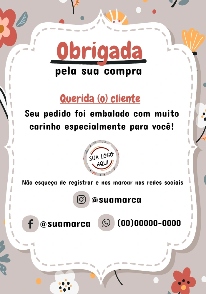 Cartão de Agradecimento Floral para Editar Online