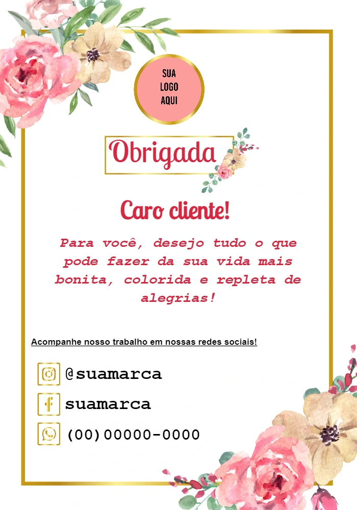 Cartão de Agradecimento Floral Elegante para Editar Online
