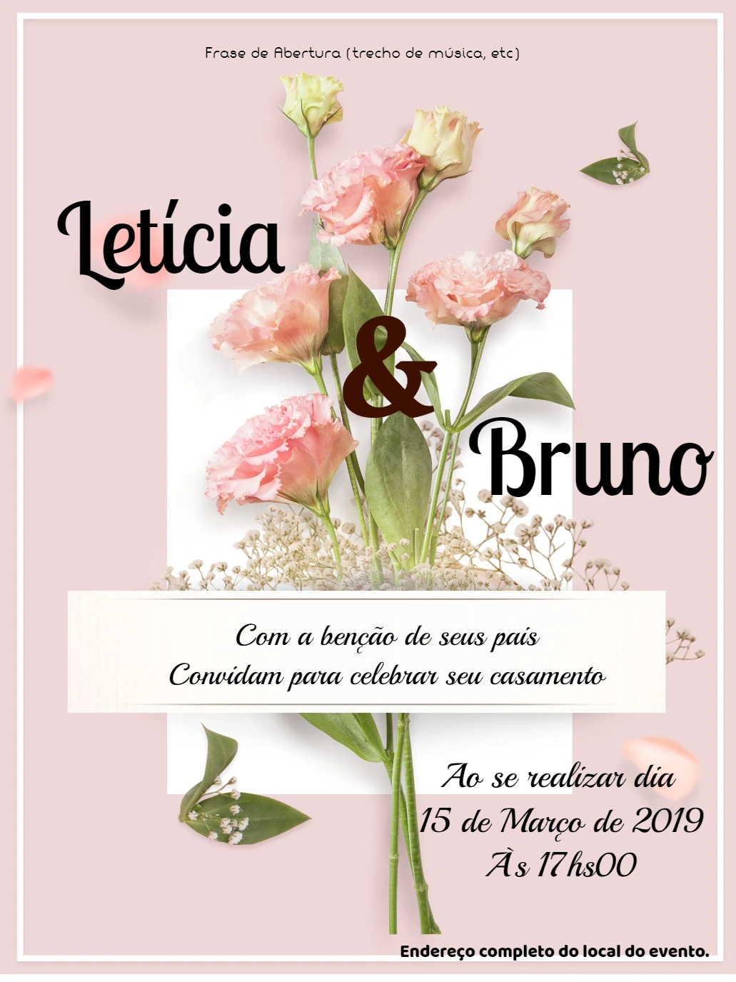 Convite de Casamento Floral Delicado para Editar e Imprimir