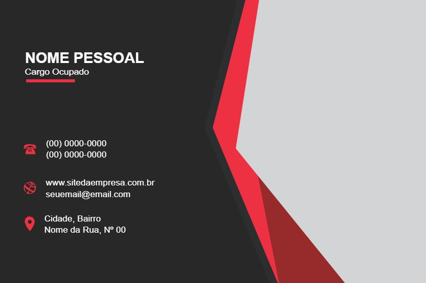 Cartão de Visitas Moderno Preto e Vermelho para Editar Online