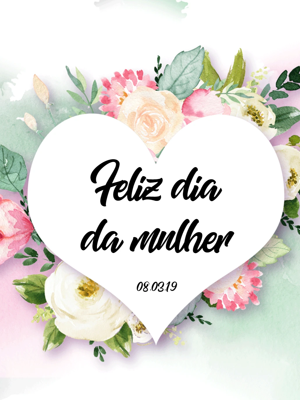 Cartão Dia da Mulher Floral Aquarela para Editar Online