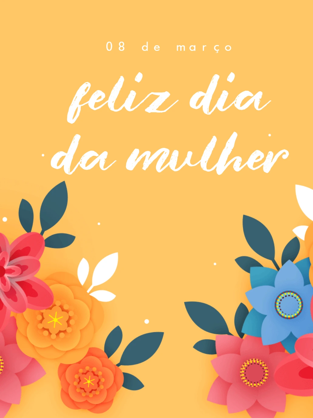 Post Dia da Mulher com Flores Delicadas para Editar Online