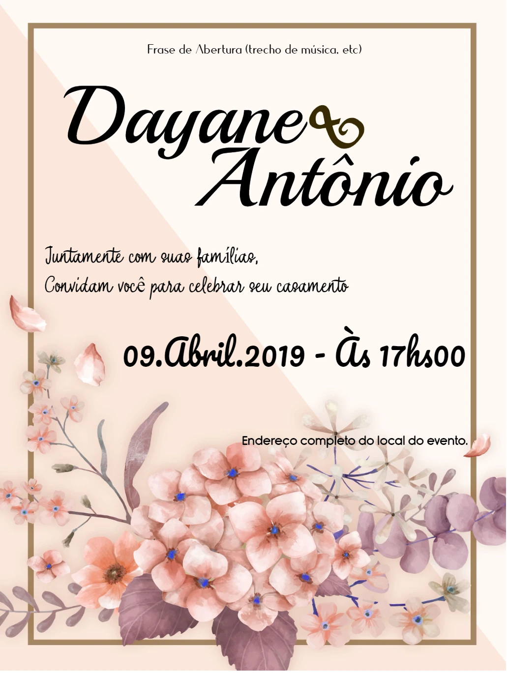 Convite de Casamento Floral Delicado para Editar Online