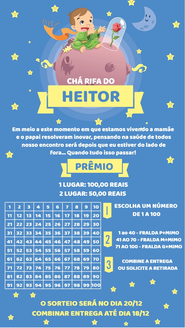 Convite Chá Rifa Pequeno Príncipe para Editar Online