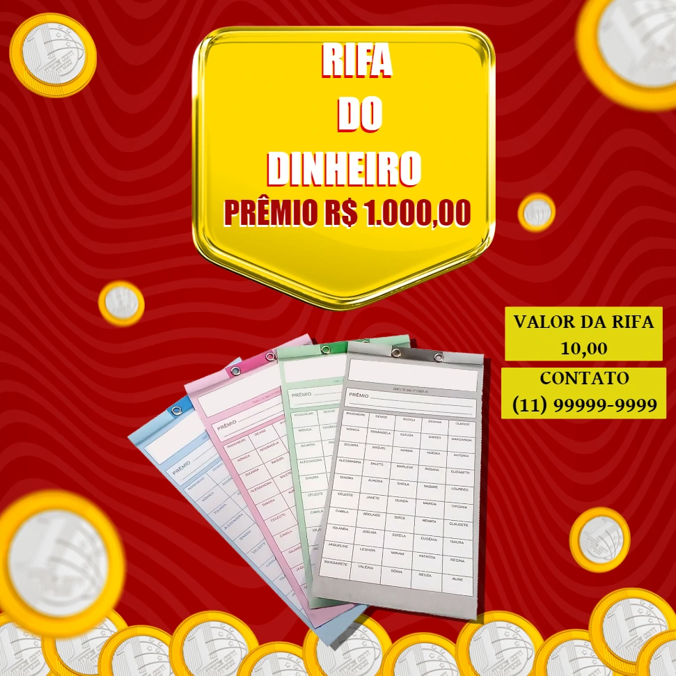 Modelo de Rifa de Dinheiro para Editar e Imprimir Agora