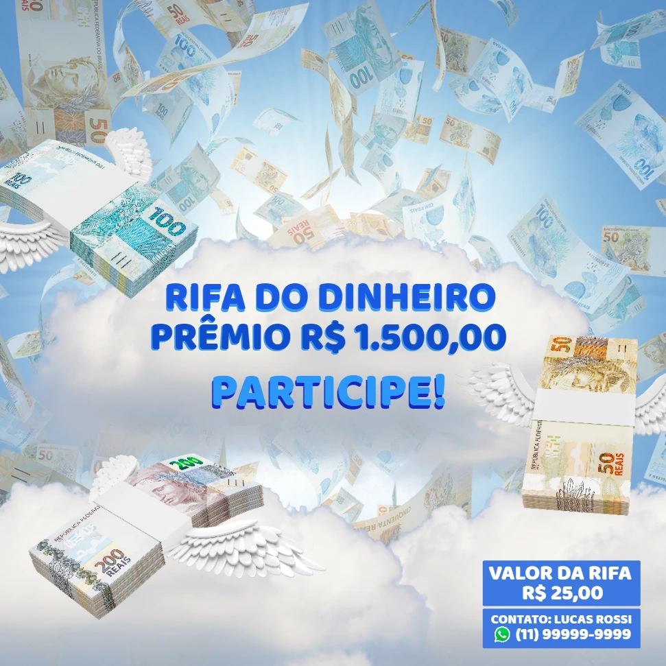 Arte para Rifa de Dinheiro: Edite Online e Compartilhe Já