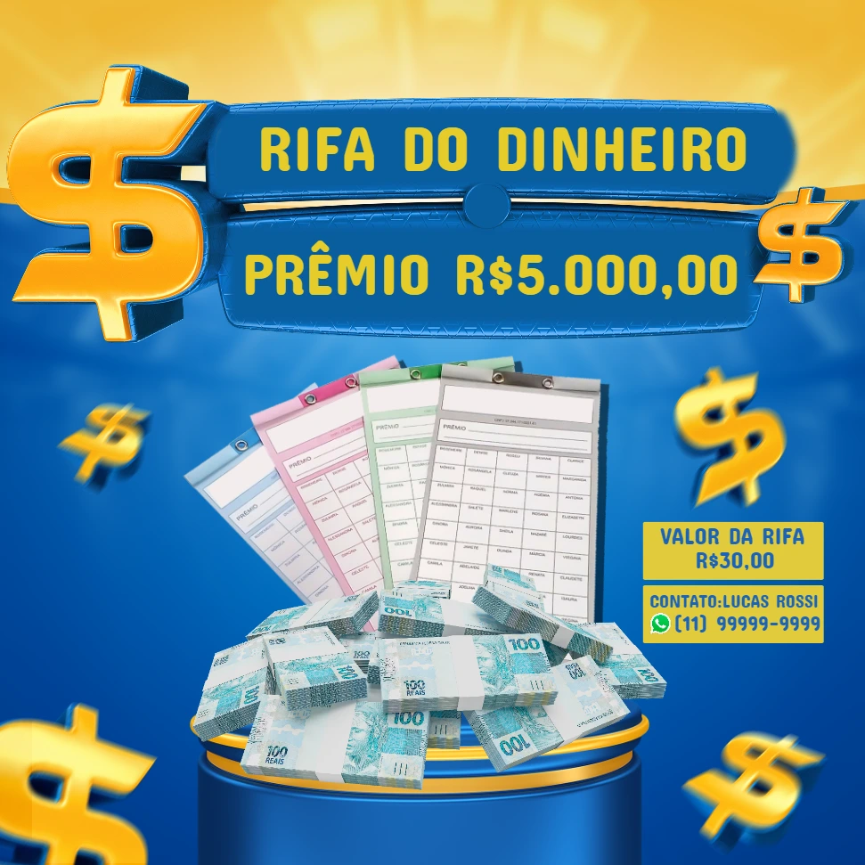 Arte de Rifa de Dinheiro Editável para Divulgar Online