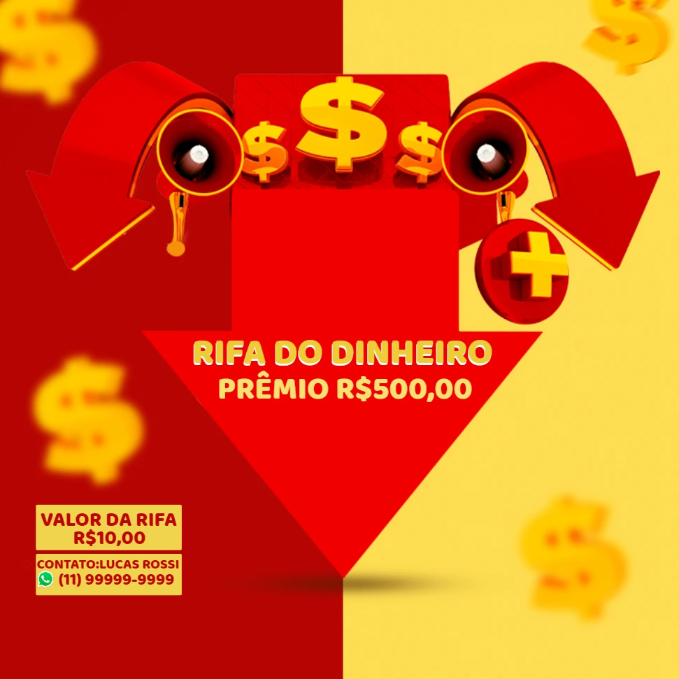 Arte para Rifa de Dinheiro Editável Online para Sorteio