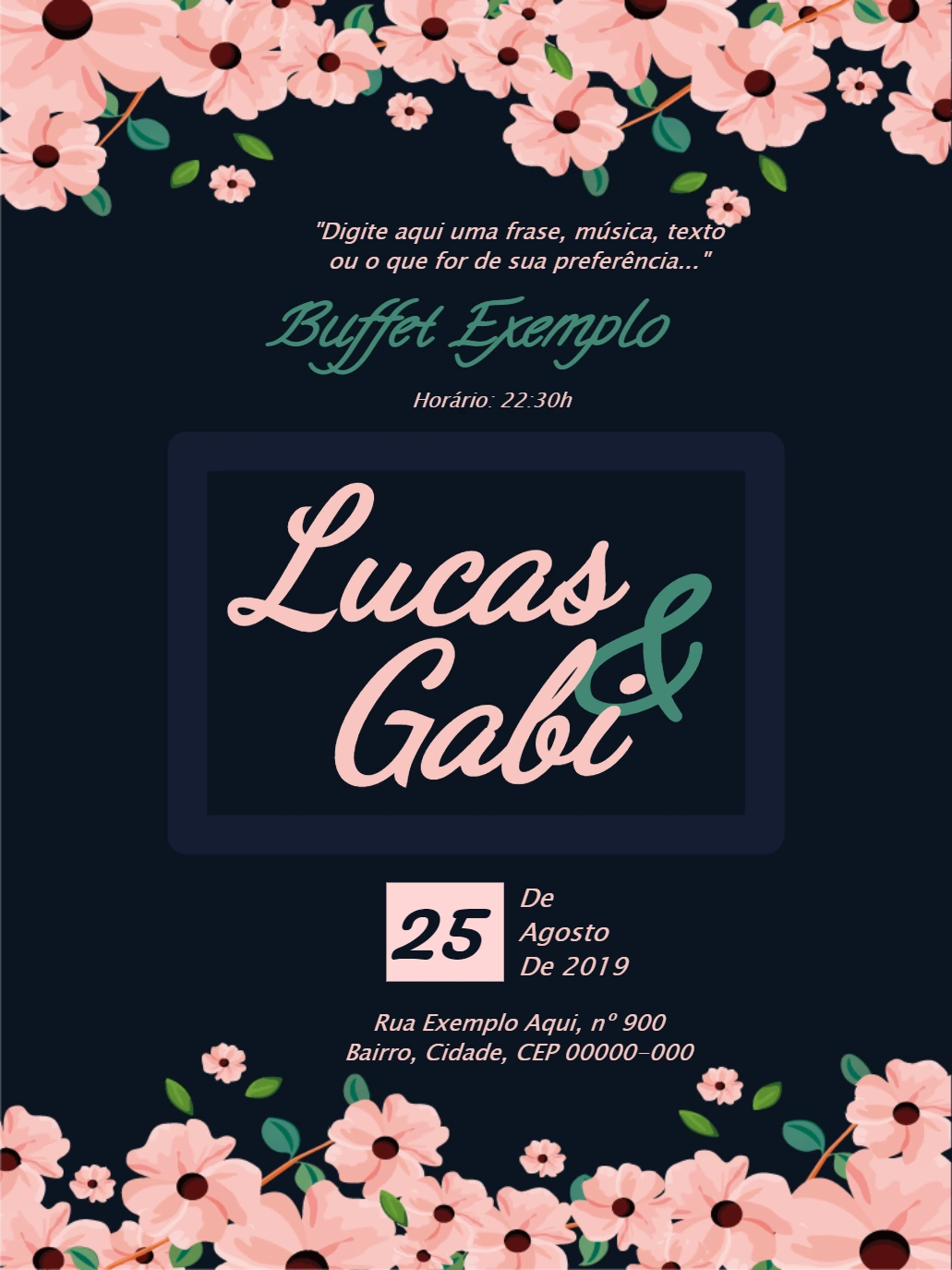 Convite de Casamento Floral Elegante para Editar Online