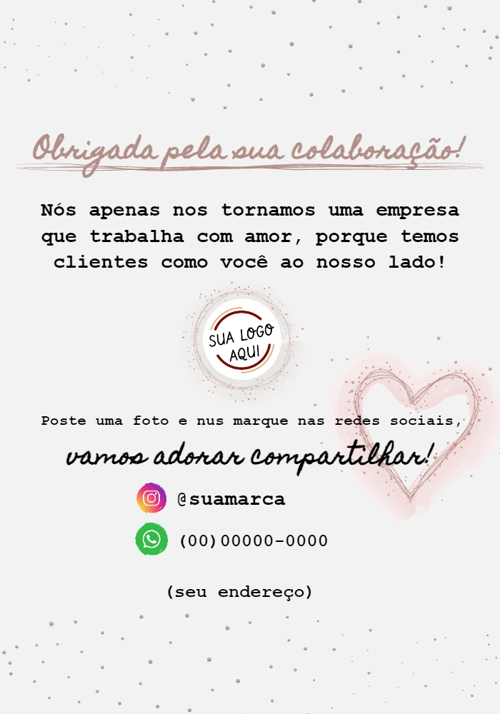 Cartão de Agradecimento pela Compra Delicado para Editar Online