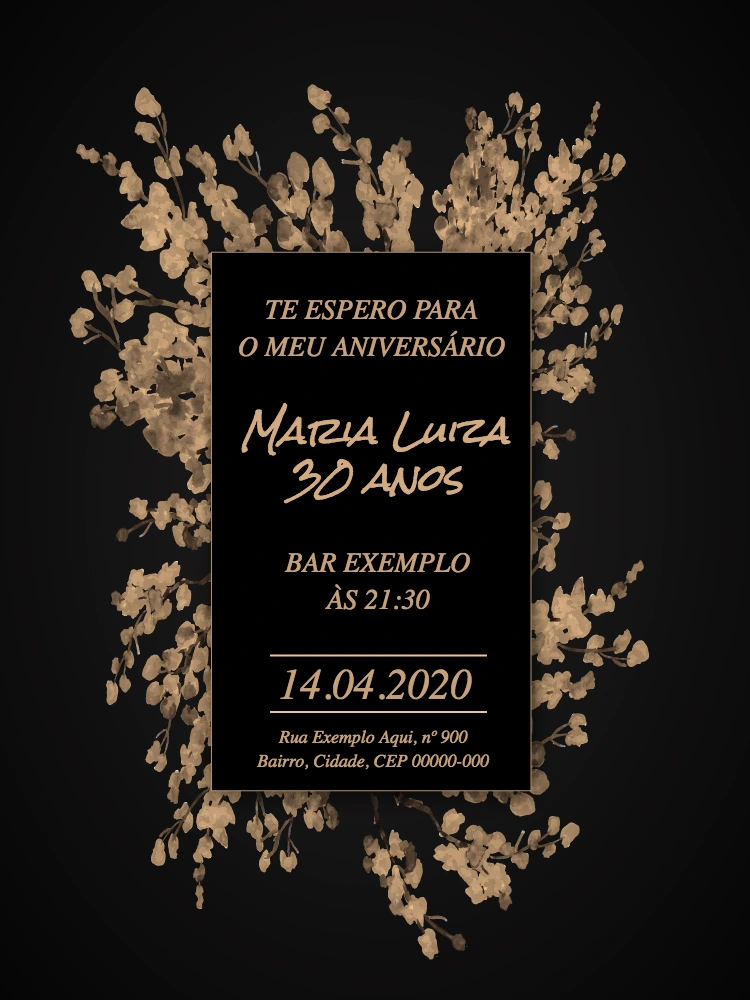 Convite de Aniversário Floral Minimalista para Editar Online
