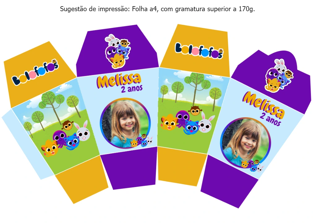 Caixa Sushi Bolofofos para Editar Online | Festa Infantil