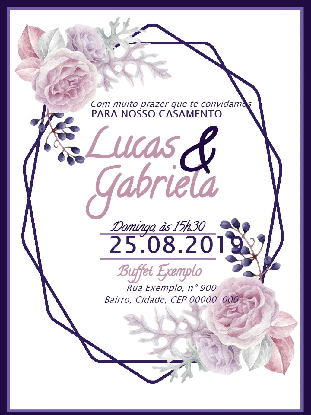 Convite de Casamento Floral com Rosas para Editar Online