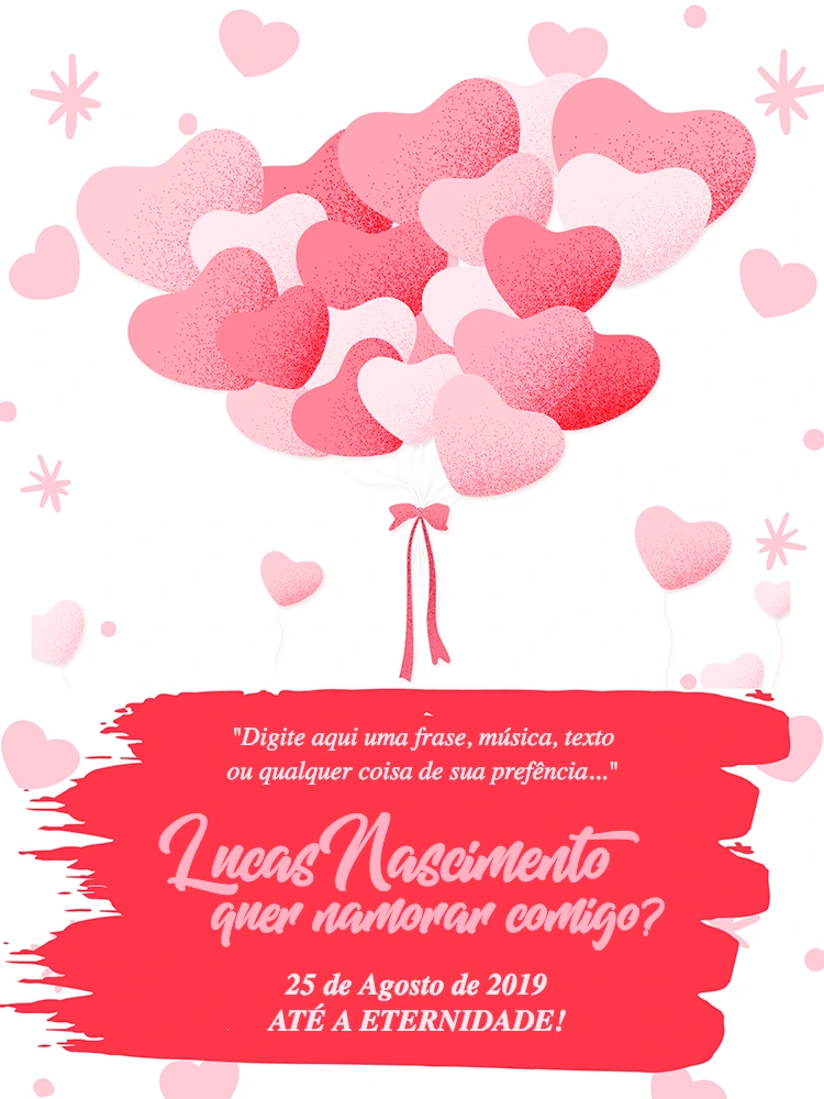 Cartão de Pedido de Namoro com Balões para Editar Online