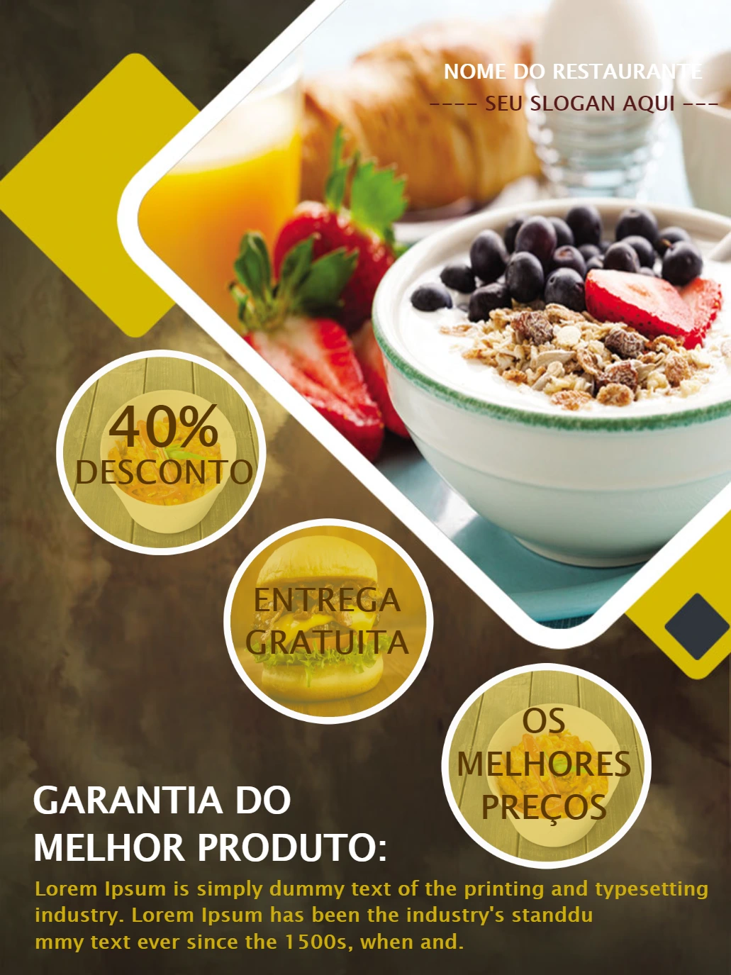 Folheto de Restaurante com Foto de Comida para Editar Online