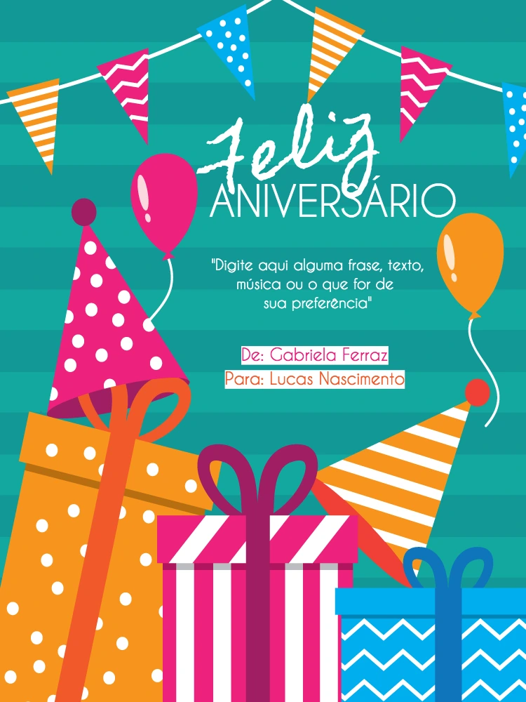 Cartão de Aniversário com Presentes para Editar Online