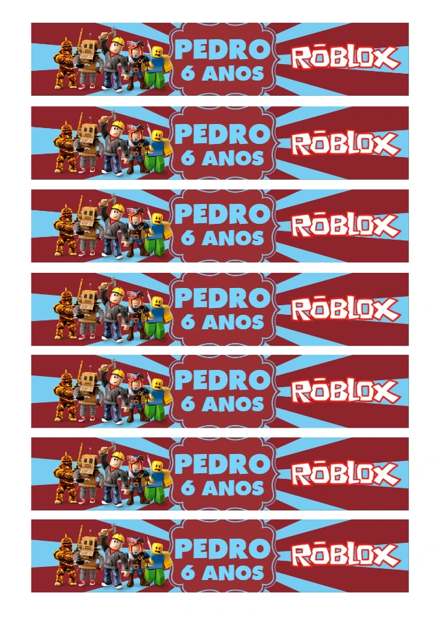 Rótulo de Garrafa Roblox para Editar e Imprimir