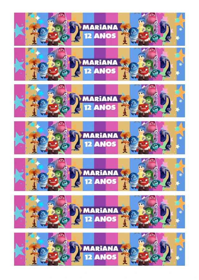 Rótulo para Garrafa Divertida Mente 2 para Editar Online