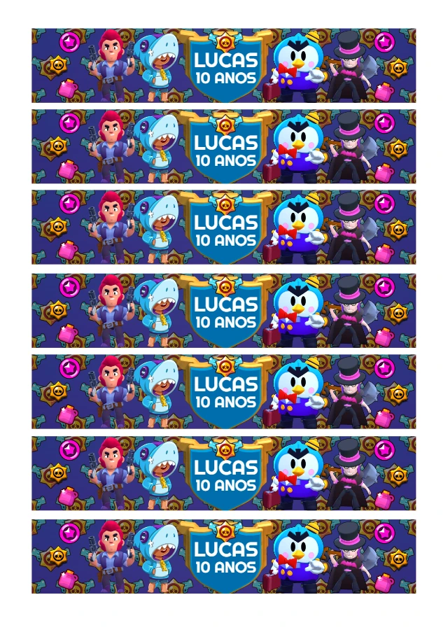 Rótulo Brawl Stars com Personagens para Editar e Imprimir