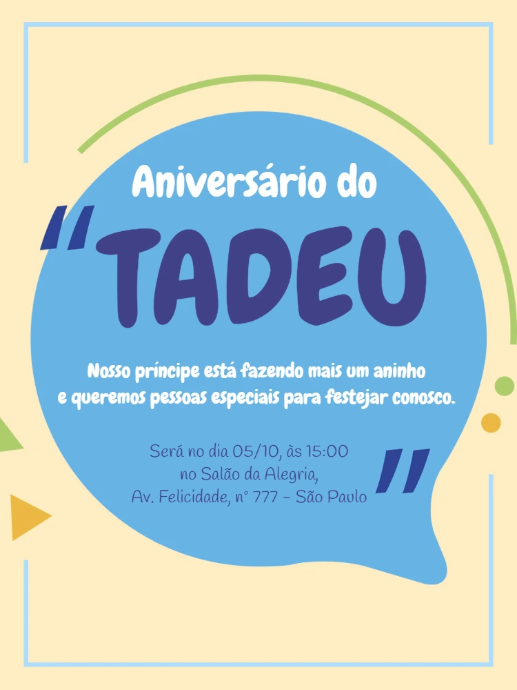 Convite de Aniversário Infantil Minimalista para Editar Online