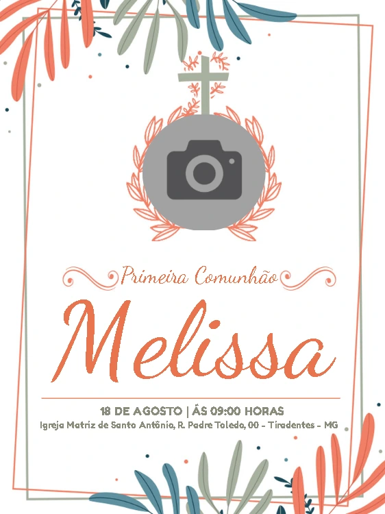 Convite Primeira Comunhão com Foto para Editar Online
