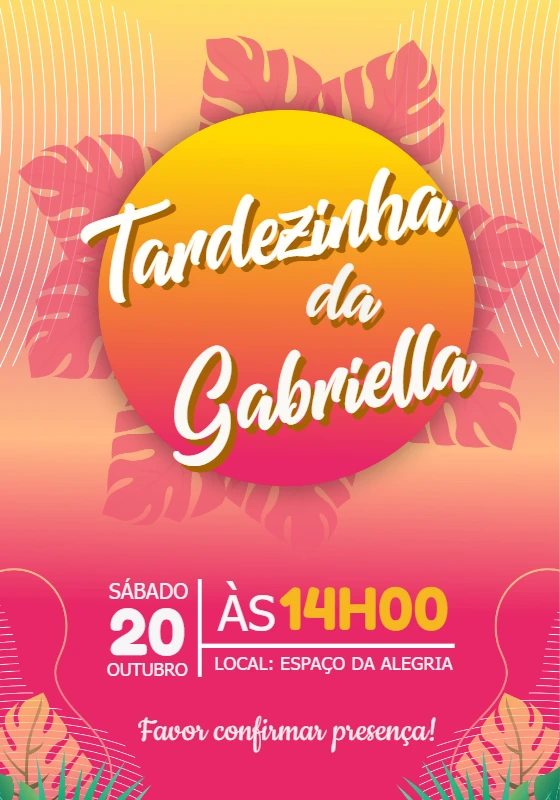 Convite Aniversário Tardezinha Tropical para Editar Online