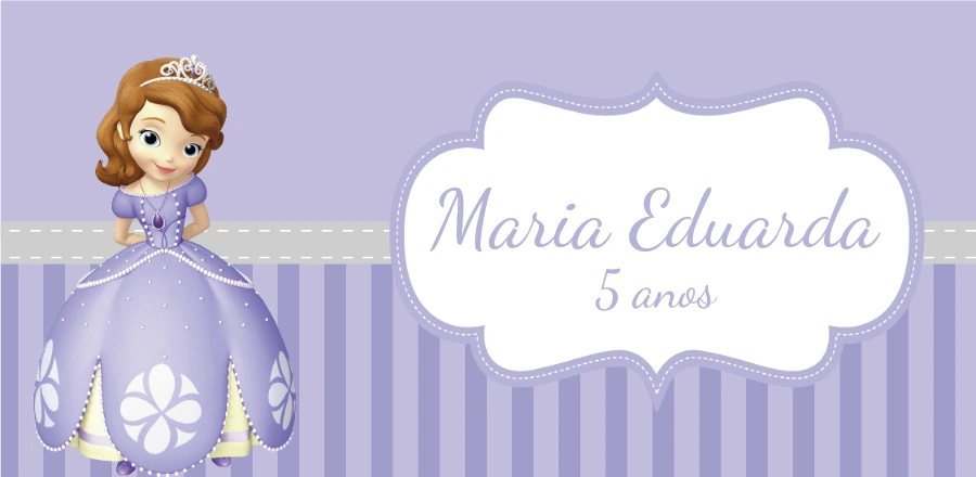Adesivo Editável Aniversário Princesa Sofia para Imprimir
