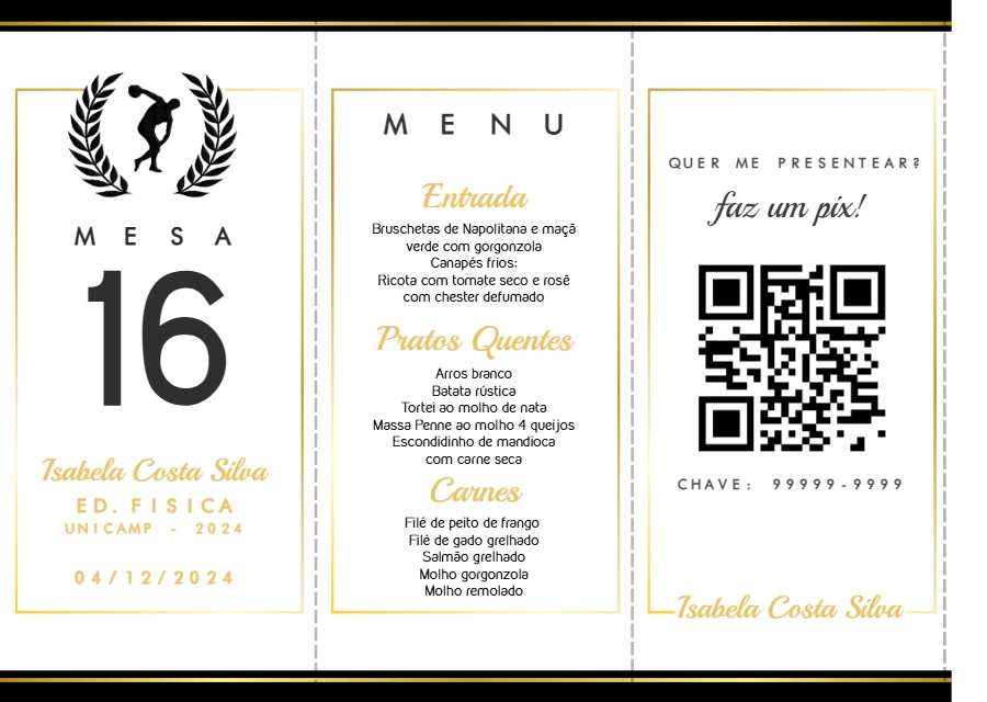 Menu Formatura Educação Física Elegante para Editar Online