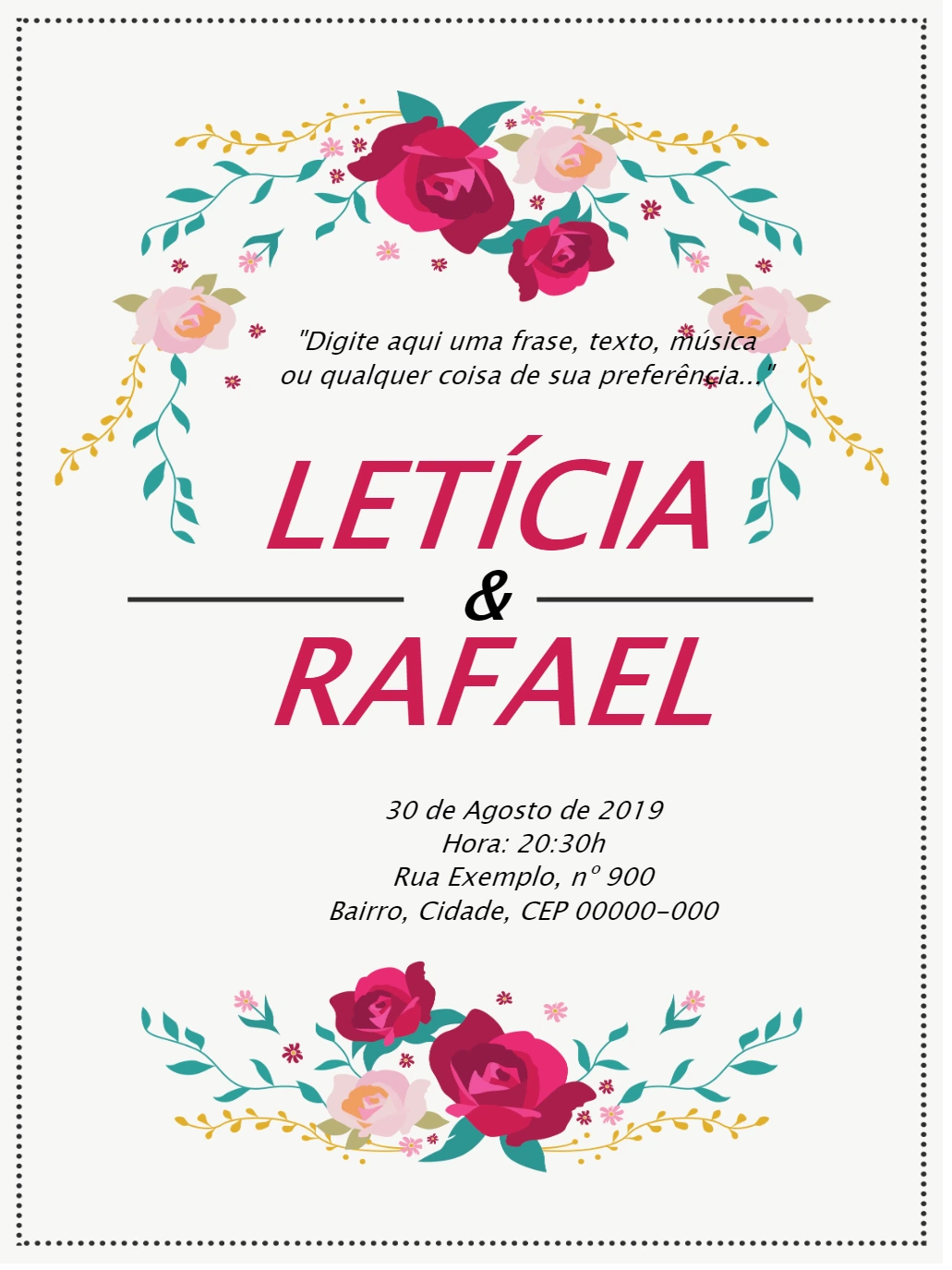 Convite de Casamento Floral Delicado para Editar Online