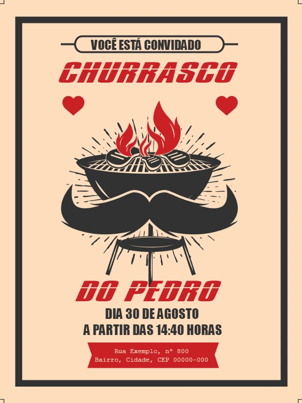 Convite de Aniversário Churrasco Vintage para Editar Online
