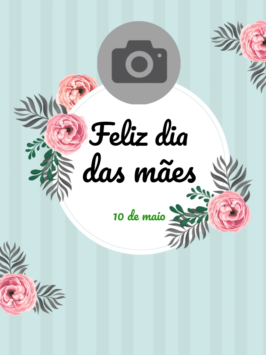 Cartão Dia das Mães Floral com Foto para Editar Online