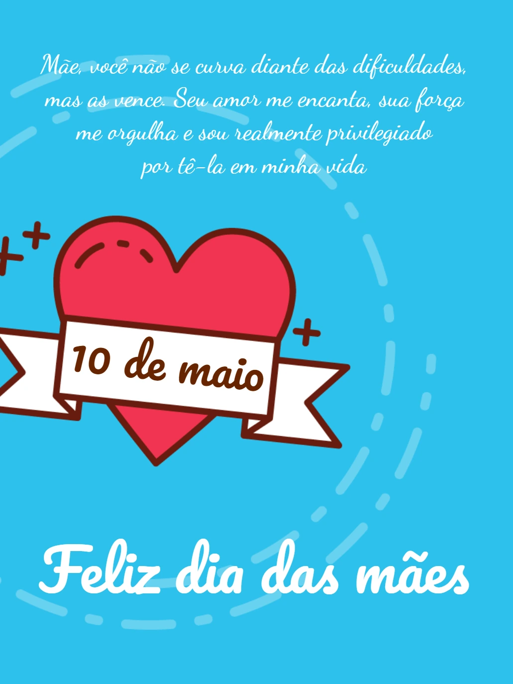 Post Dia das Mães com Coração e Mensagem para Editar Online