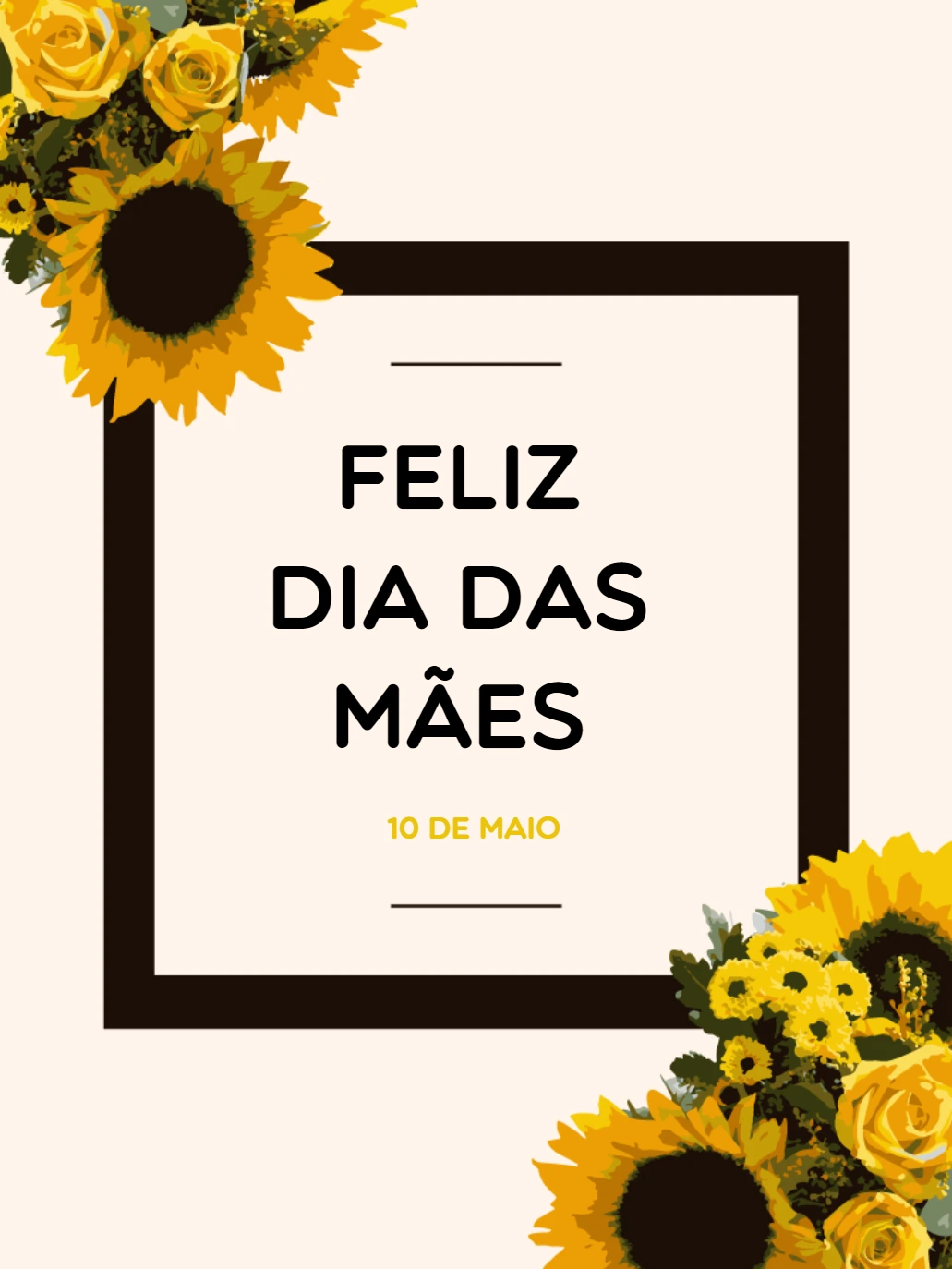 Post Dia das Mães com Girassóis para Editar Online