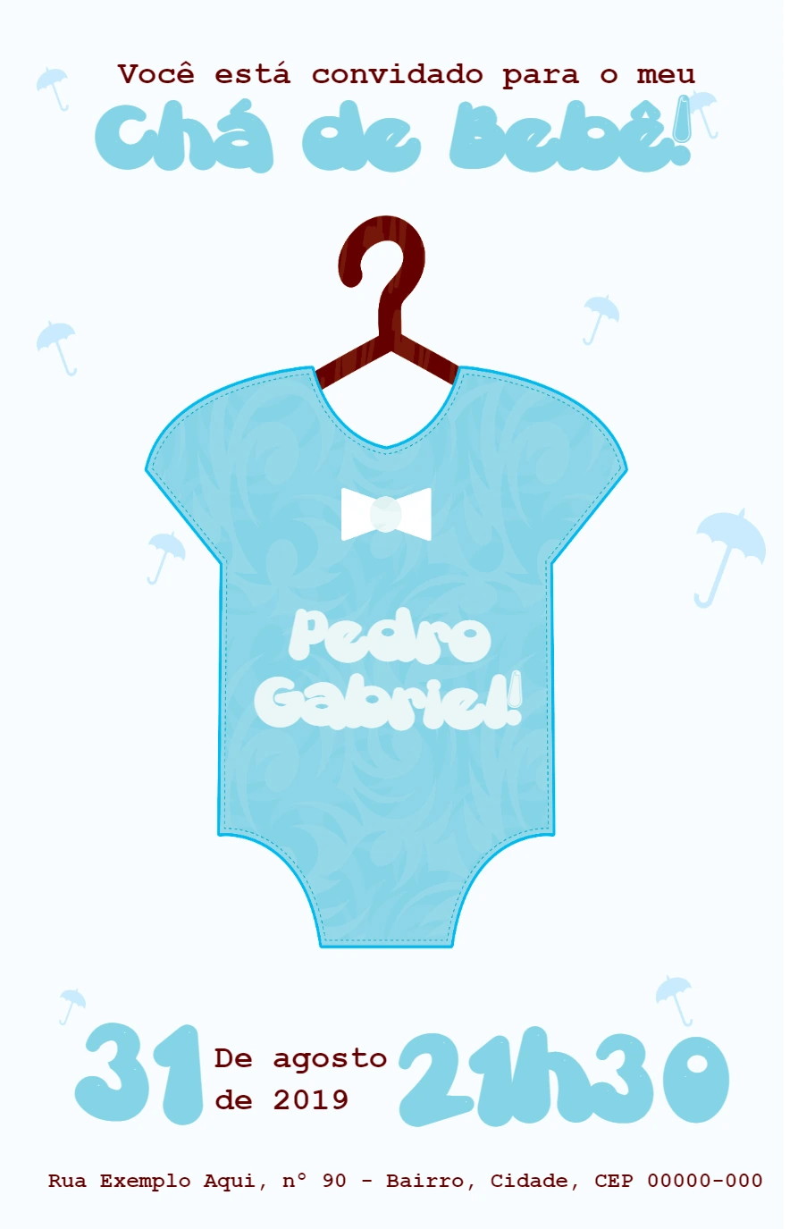 Convite Chá de Bebê Menino Roupinha para Editar Online