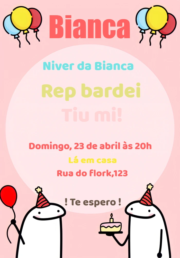 Convite de Aniversário Meme Flork Engraçado para Editar Online