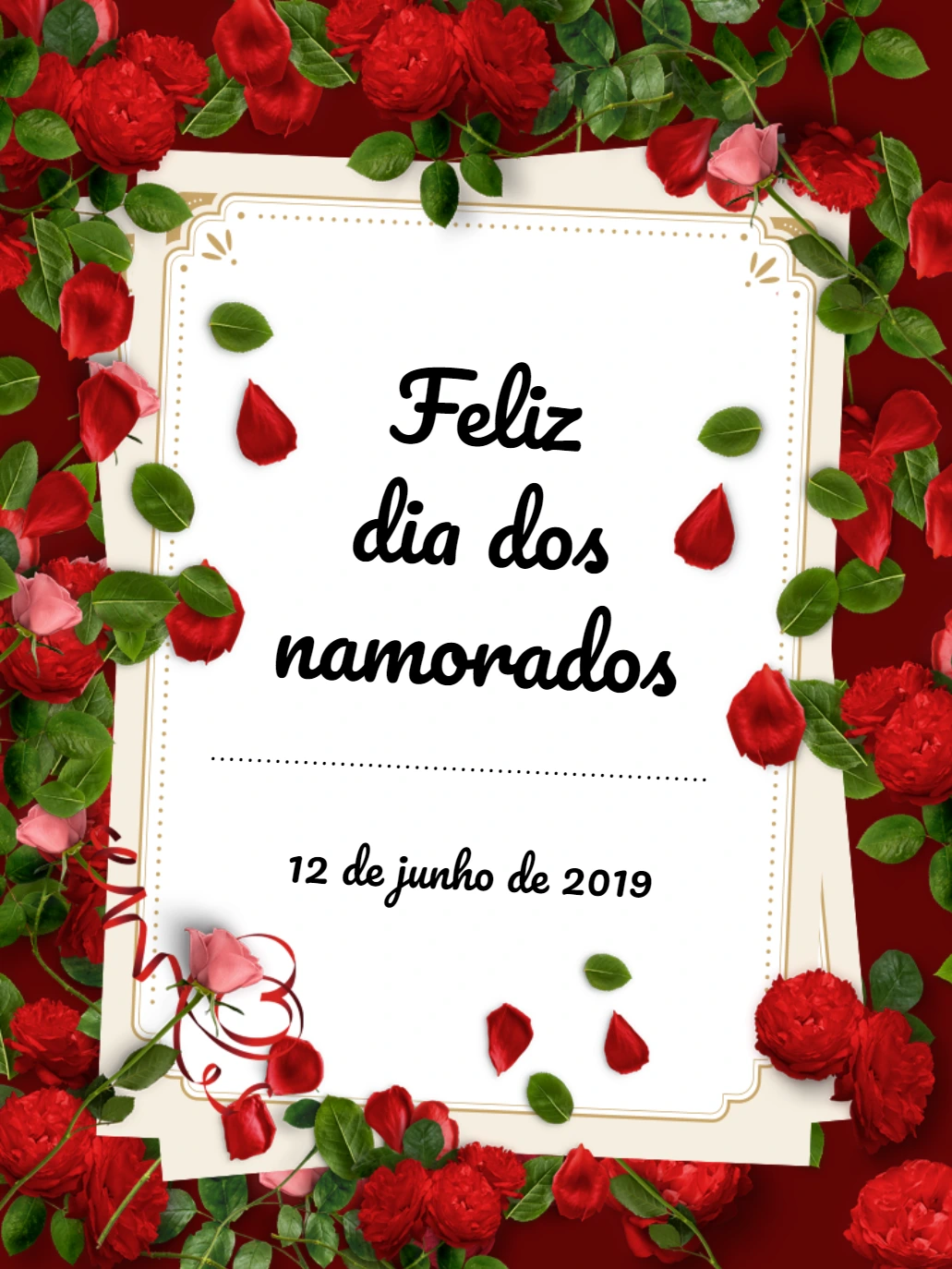 Post Dia dos Namorados com Rosas para Editar Online
