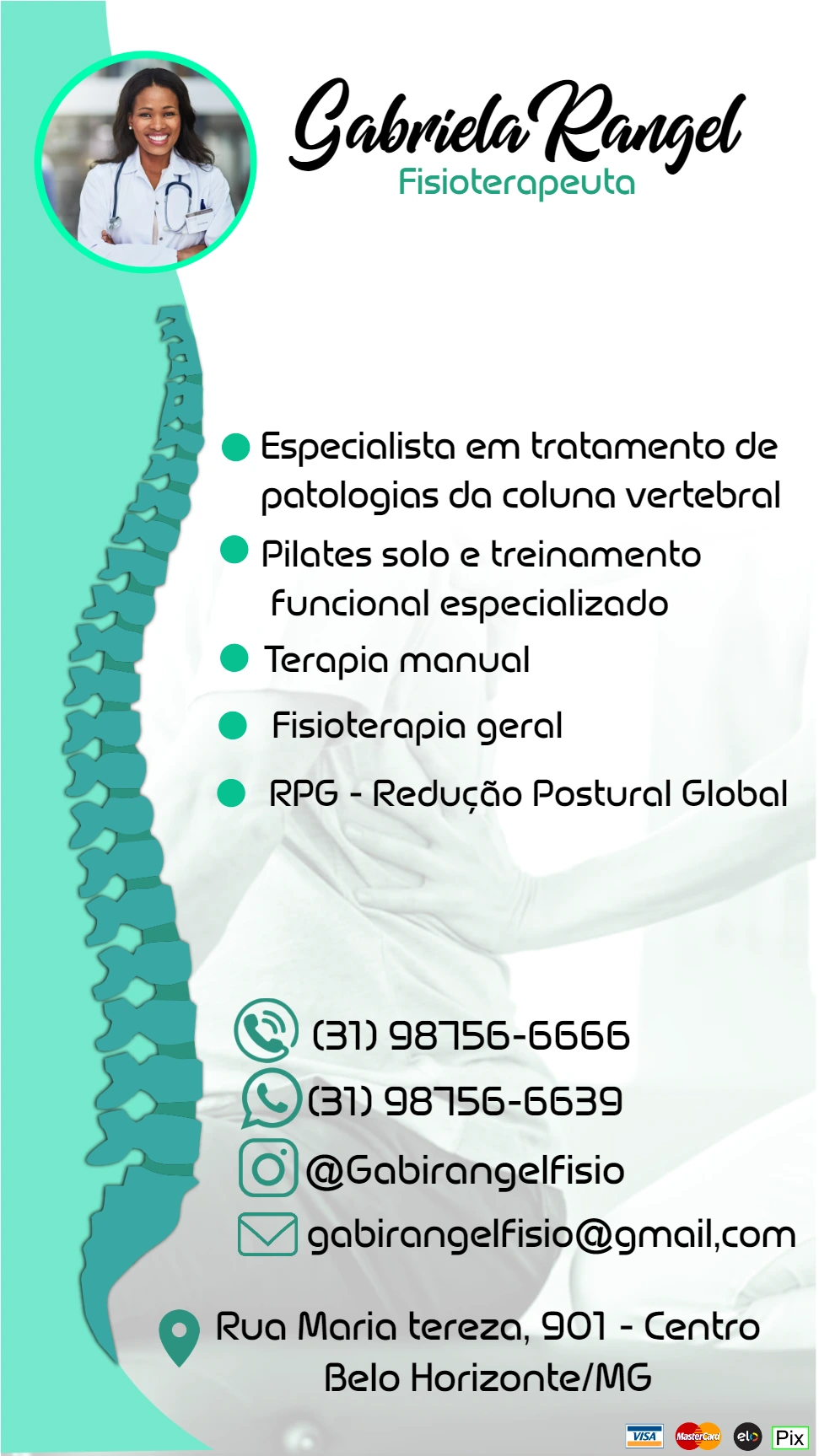 Cartão de Visita Fisioterapeuta com Foto para Editar Online