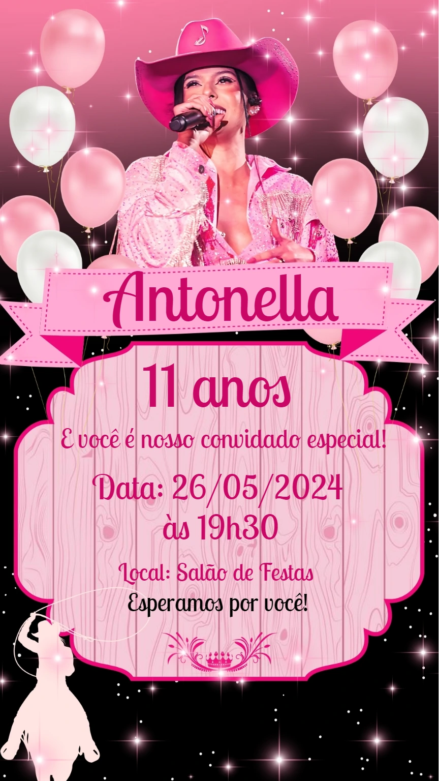 Convite de Aniversário Ana Castela para Editar Online