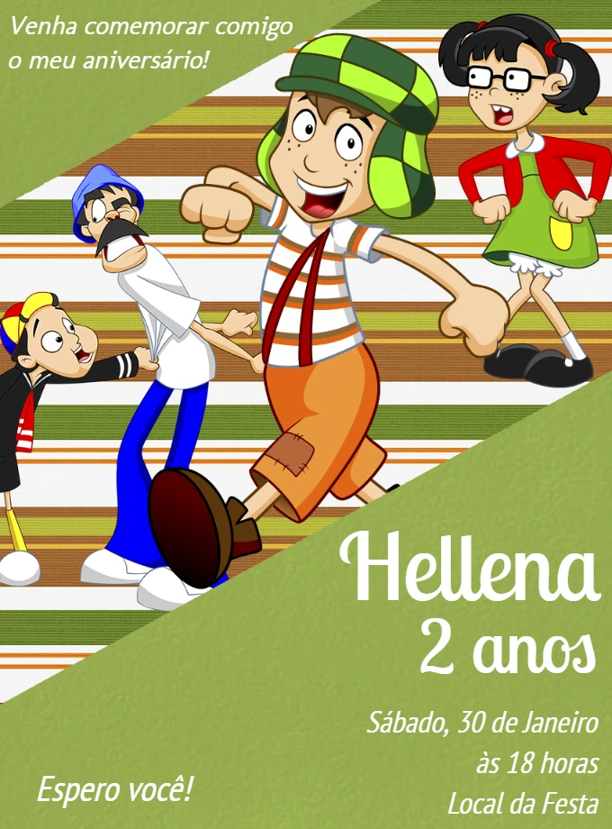 Convite de Aniversário Turma do Chaves para Editar Online