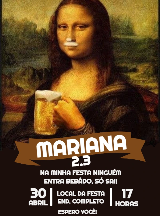 Convite Aniversário Boteco Monalisa para Editar Online