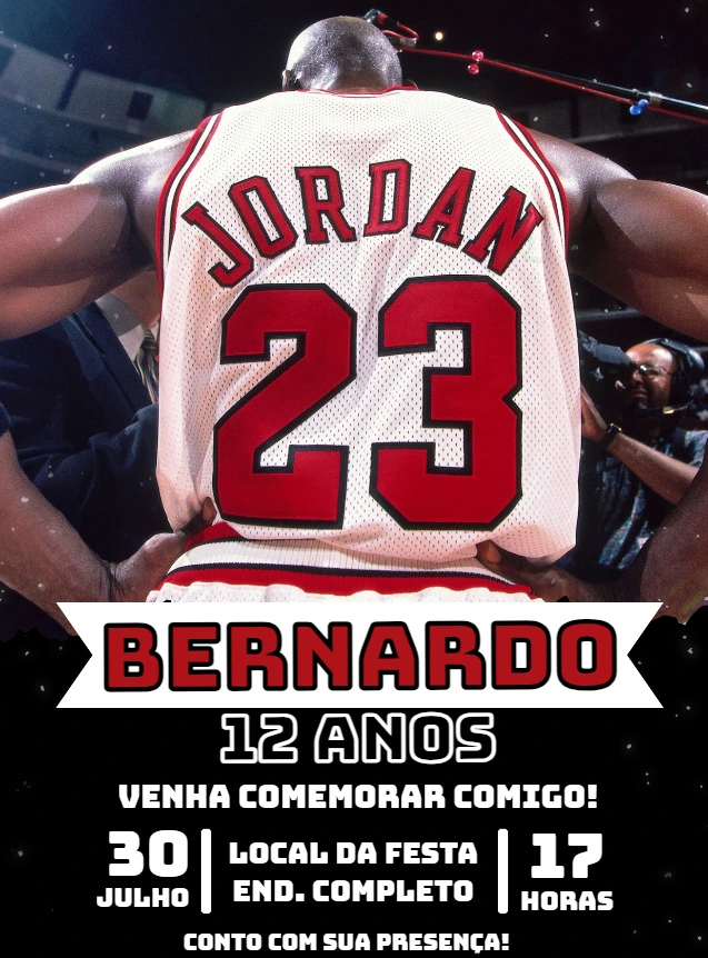 Convite de Aniversário Michael Jordan Basquete para Editar
