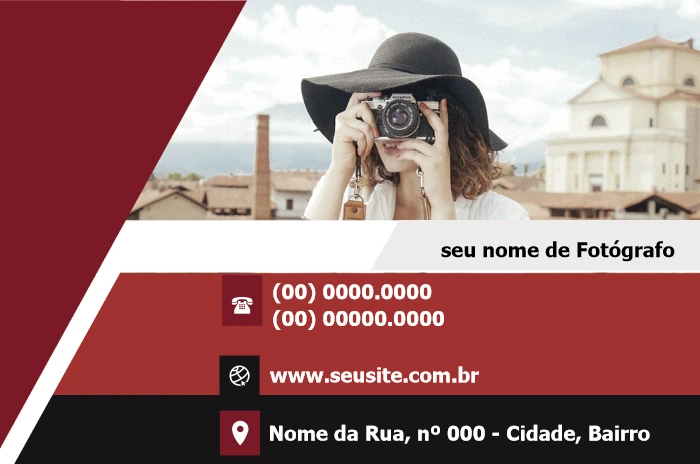 Cartão de Visita Fotógrafo Profissional para Editar Online