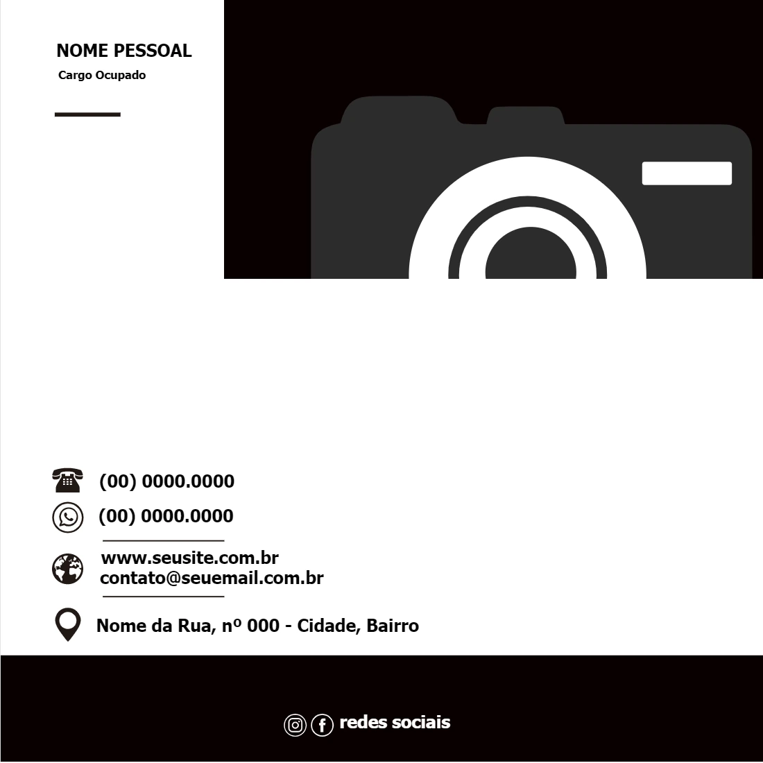 Arte Profissional para Fotógrafo com Câmera para Editar Online