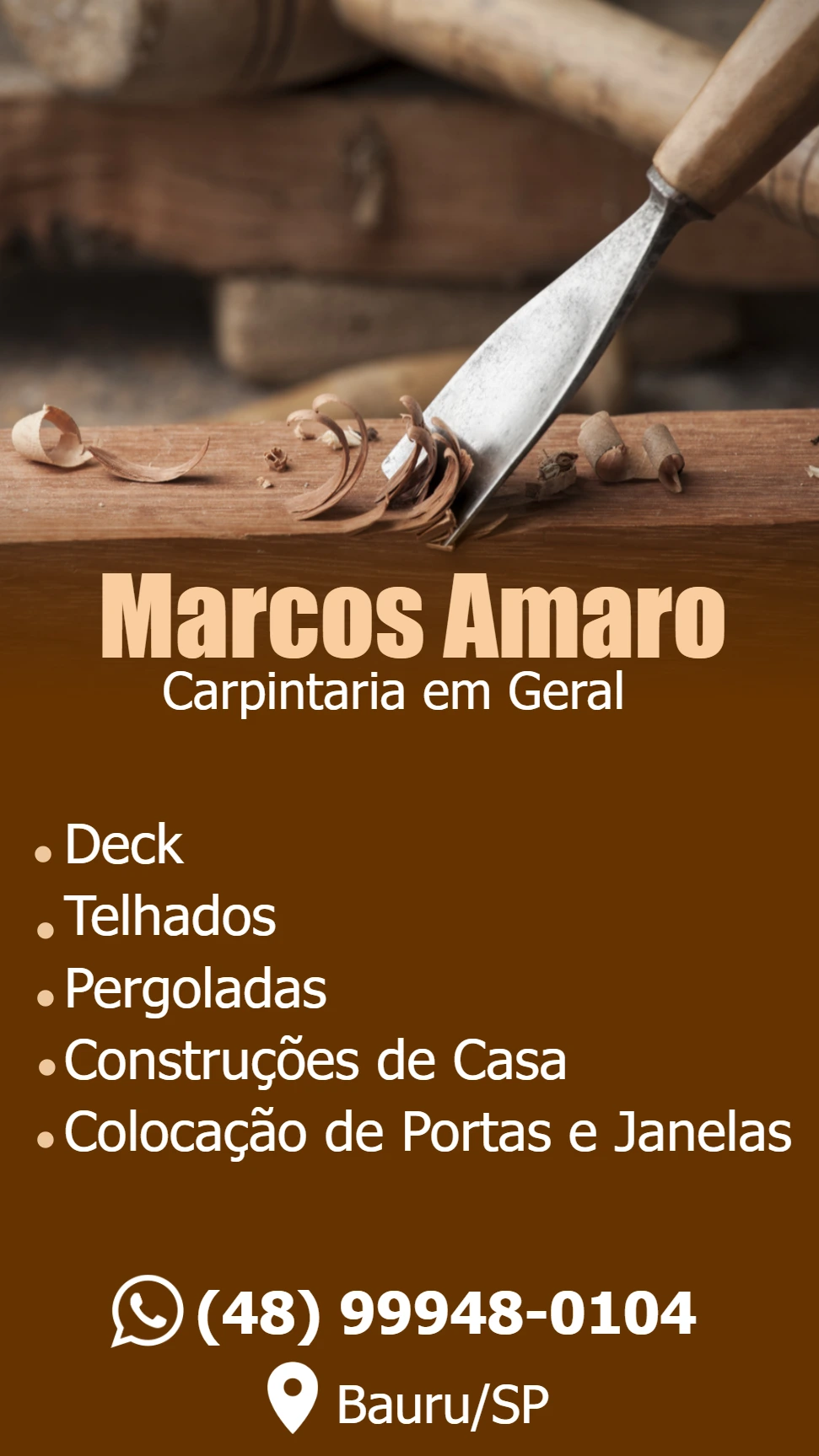 Cartão de Visita Carpintaria Profissional para Editar Online