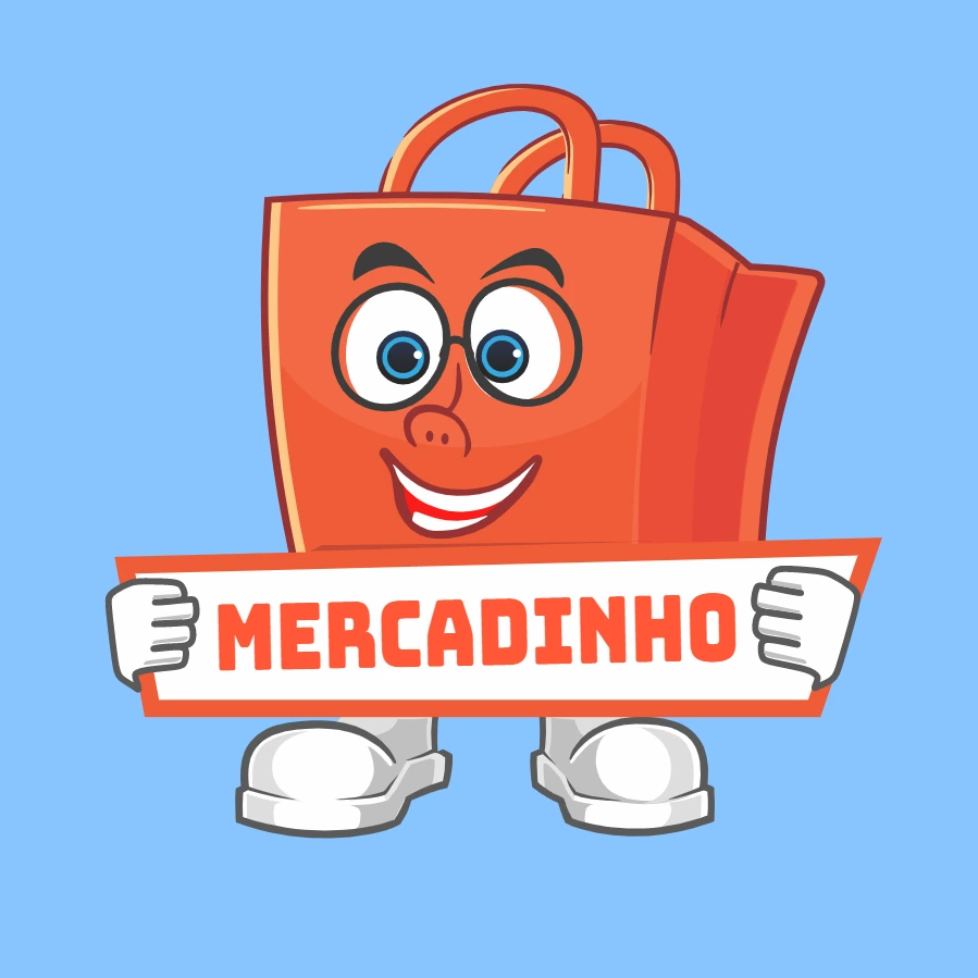 Logo Mascote de Mercado com Sacola para Editar Online