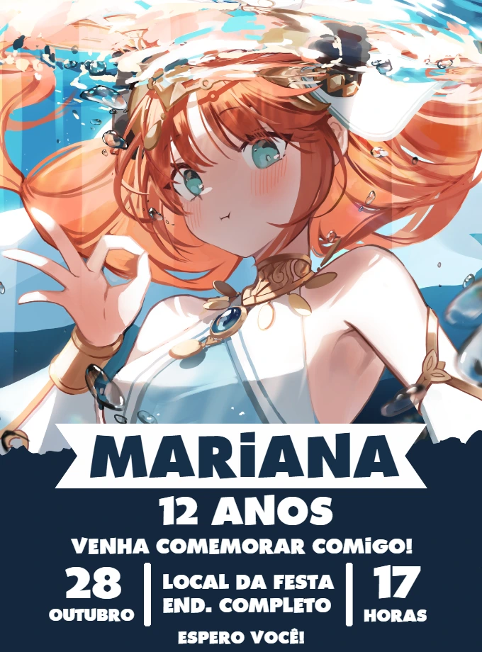 Convite de Aniversário Genshin Impact Nilou para Editar Online